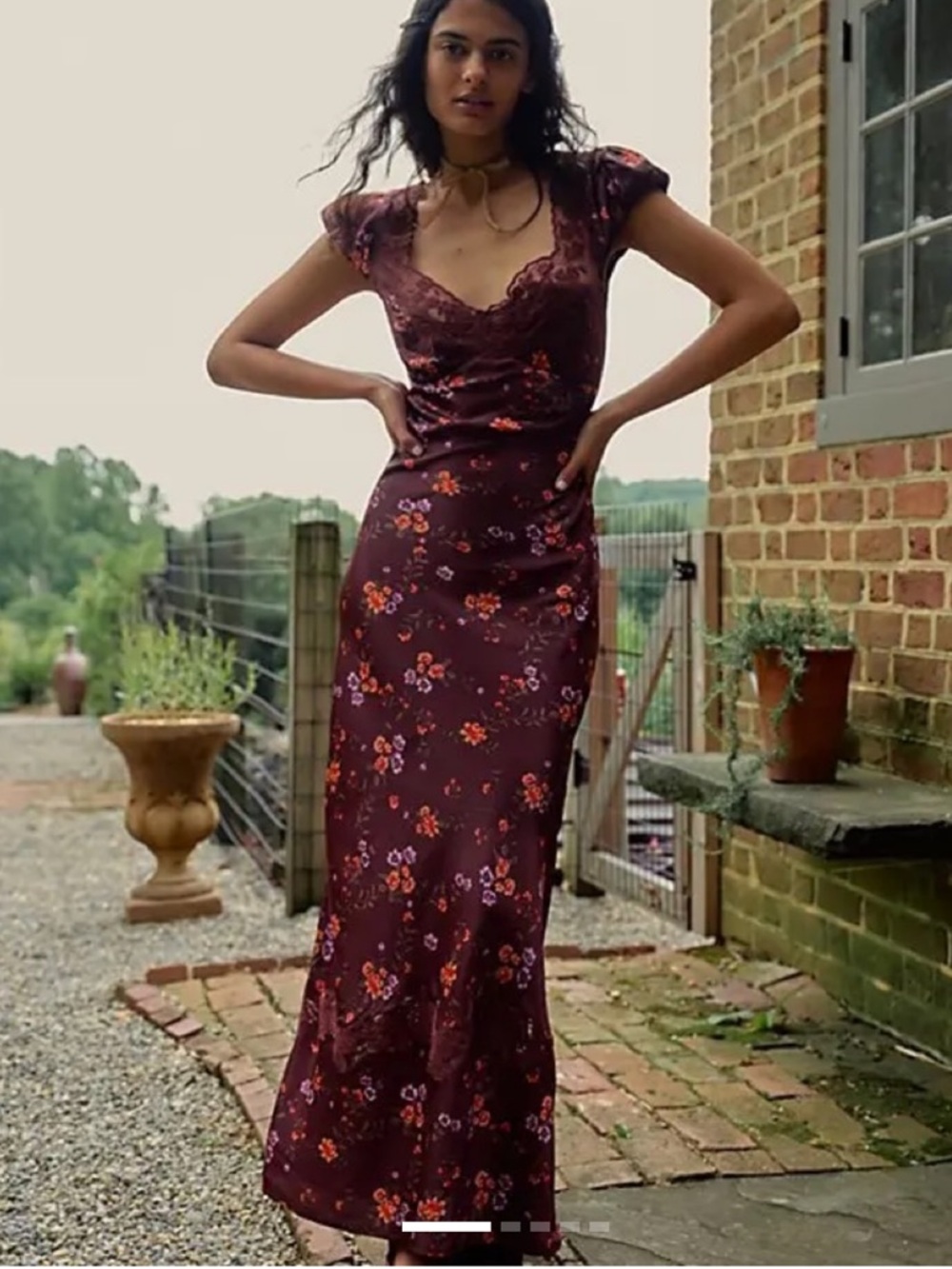 Free People Butterfly Babe Floral Lace-Trim Maxi Dress